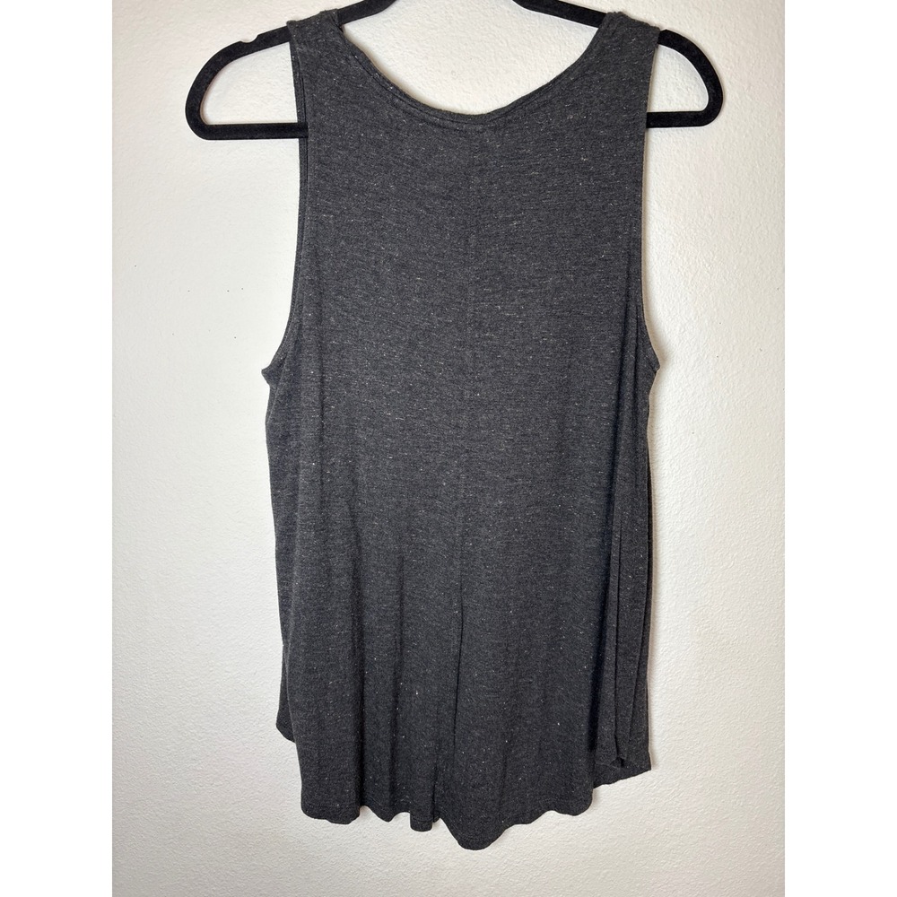 Old Navy Womens Charcoal Gray Gold Metallic Flecked Tank Top Large Scoop Neck - Picture 2 of 7